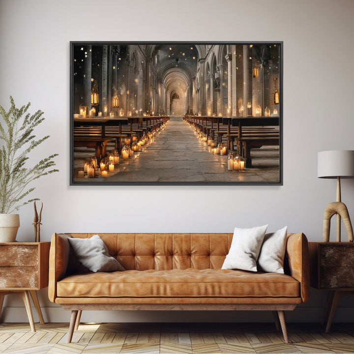 Midnight Chapel Light | Framed Canvas Print | Christian Wall Art | Christian Art Canvas | Moody Christian Art | Christian Gift Ideas | Chri