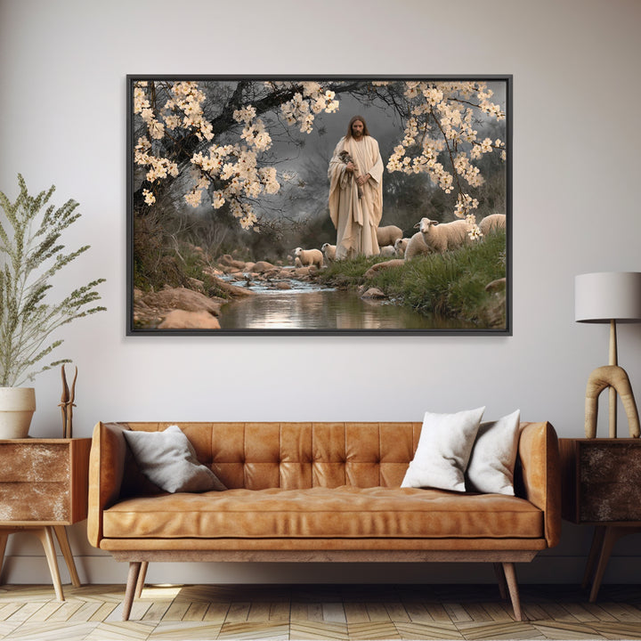 The Good Shepherd – Framed Canvas Print – Jesus Painting – Christian Wall Art – Christian Art Canvas – Christian Gift Ideas – Christian Dec