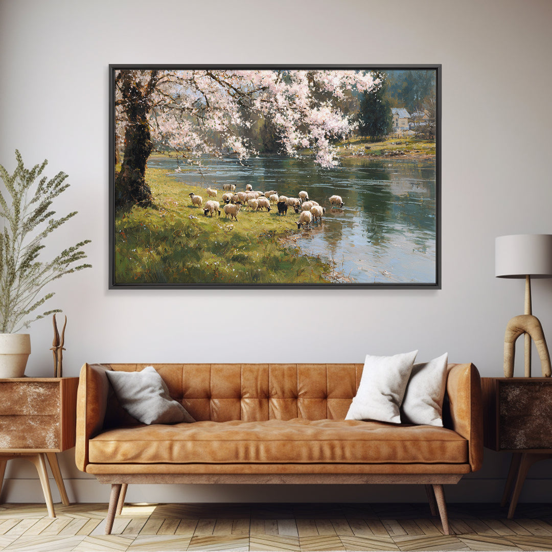 Spring Shepherd Light | Framed Canvas Print | Christian Wall Art | Christian Art Canvas | Pastoral Scenery | Christian Art Work | Christian