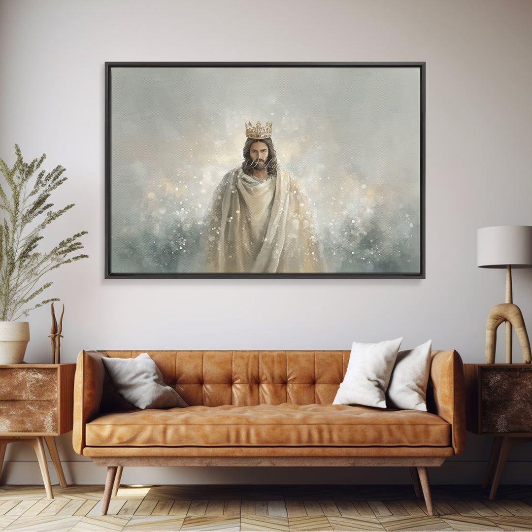 King Of All, Framed Canvas Print, Christian Wall Art, Christian Art Canvas, Christian Painting, Christian Art Gift, Large Jesus Painting