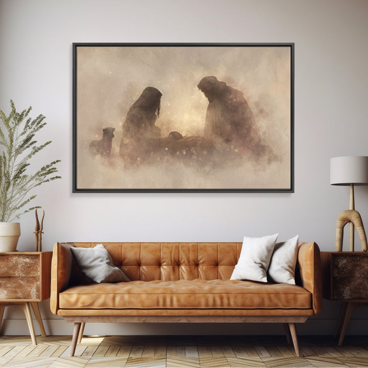 Holy Night Grace – Framed Canvas Print – Christian Wall Art – Jesus Painting – Christian Christmas Art – Christian Art Canvas – Jesus Art
