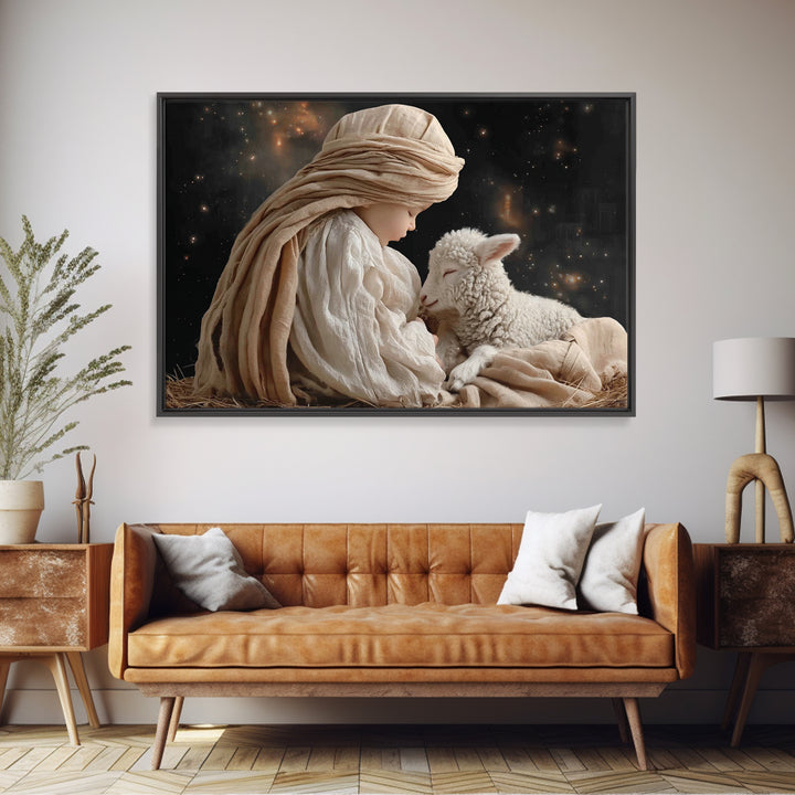 Blessed Dawn Family, Framed Canvas Print, Christian Christmas Art, Christian Art Canvas, Jesus Painting, Christian Wall Art, Christmas Art