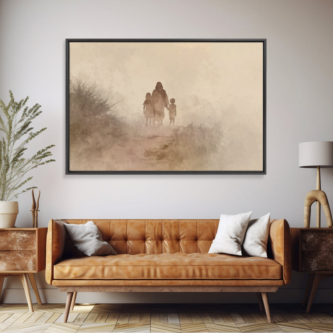 Guiding Steps Home – Framed Canvas Print – Christian Art Canvas – Christian Wall Art – Jesus Painting – Christian Art Prints – Christian Gi