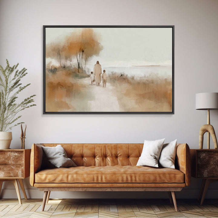 Autumn Walk Grace | Framed Canvas Print | Christian Art Canvas | Christian Wall Art | Jesus Painting | Christian Gift Ideas | Christian Art