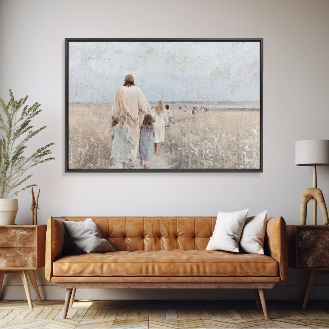 Fields Of Hope – Framed Canvas Print – Christian Art Canvas – Large Jesus Painting – Christian Wall Art – Christian Gift – Vintage Christia