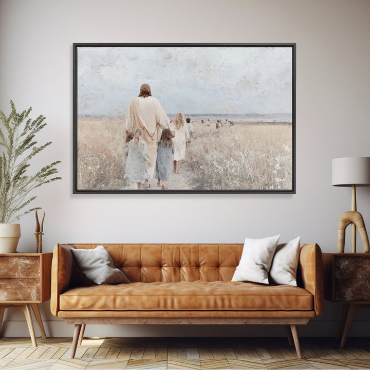 Fields Of Hope – Framed Canvas Print – Christian Art Canvas – Large Jesus Painting – Christian Wall Art – Christian Gift – Vintage Christia