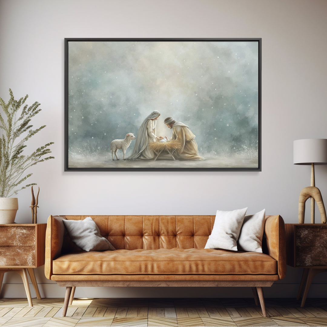 Innocent Faith – Framed Canvas Print – Christian Art Canvas – Jesus Painting – Christian Decor – Christian Christmas Art – Christmas Wall A