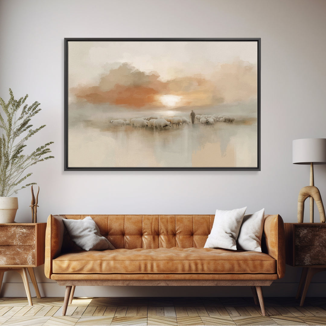 Pastoral Ember – Framed Canvas Print – Christian Wall Art – Christian Art Canvas – Jesus Painting – Subtle Christian Art – Christian Home D