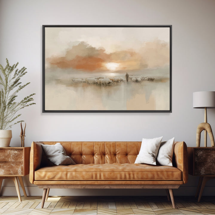 Pastoral Ember – Framed Canvas Print – Christian Wall Art – Christian Art Canvas – Jesus Painting – Subtle Christian Art – Christian Home D