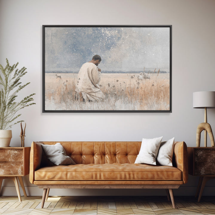 Night Of Prayer – Framed Canvas Print – Christian Wall Art – Jesus Painting – Christian Art Canvas – Vintage Christian Art – Christian Gift
