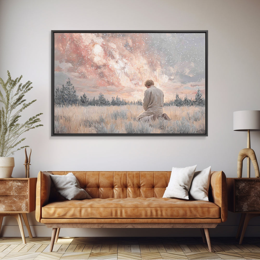 Heavens In Quiet – Framed Canvas Print – Christian Wall Art – Christian Art Canvas – Modern Christian Art – Christian Gift – Jesus Painting
