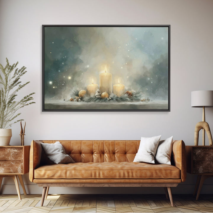 The Guiding Candle | Framed Canvas Print | Christian Wall Art | Christmas Art Prints | Christian Christmas Art | Christian Decor | Modern C