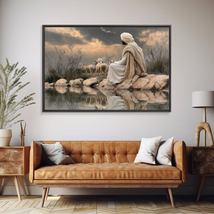 Still Waters Light – Framed Canvas Print – Christian Art Canvas – Christian Wall Art – Christian Painting – Modern Christian Art – Christia