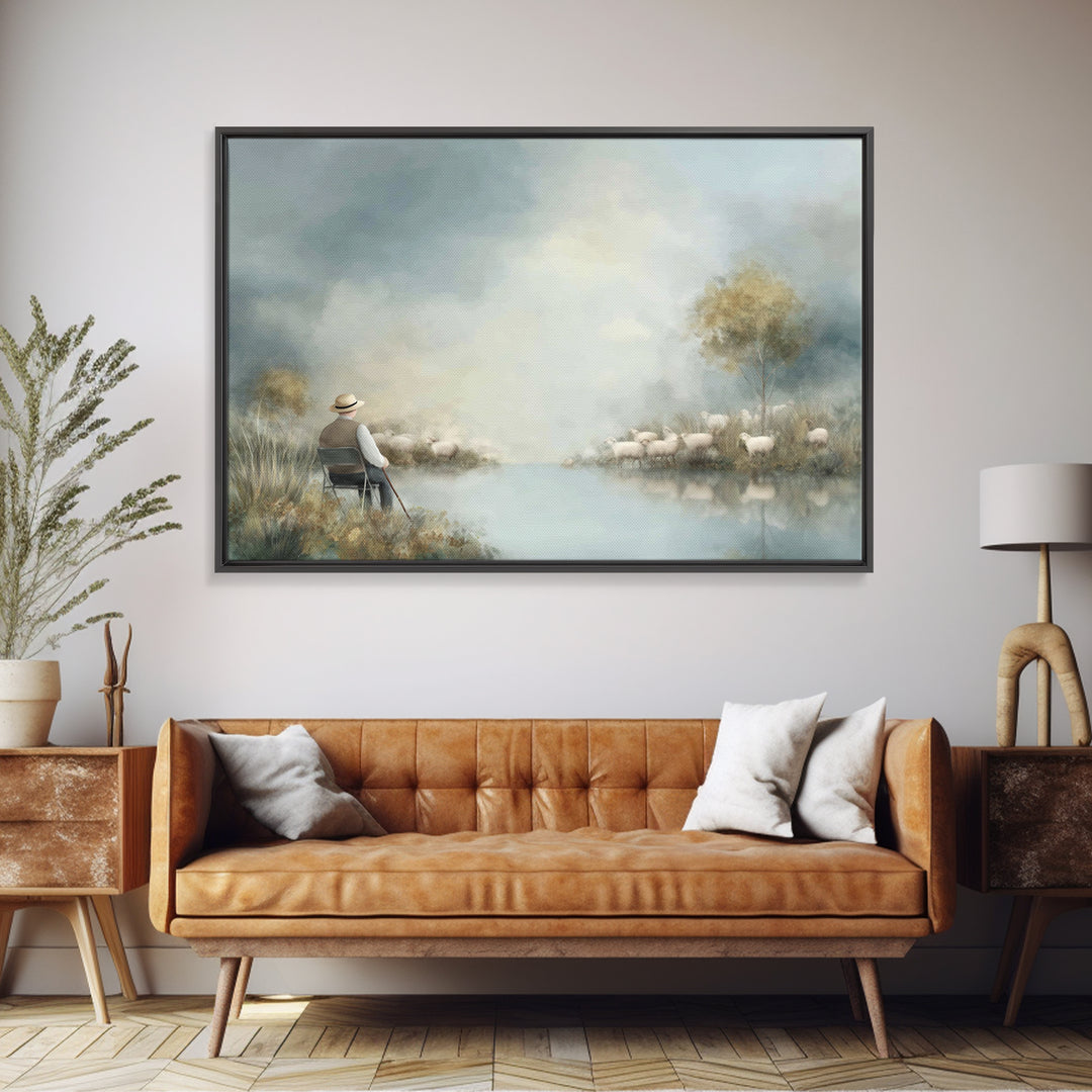 Quiet Meadow Watch – Framed Canvas Print – Christian Art Canvas – Christian Wall Art – Christian Gift Ideas – Christmas Art – Jesus Paintin