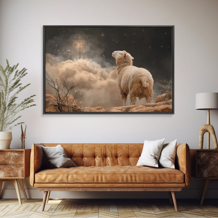 Faithful Pasture Light | Framed Canvas Print | Jesus Painting | Christian Wall Art | Christian Gift Ideas | Christian Art Canvas | Christma