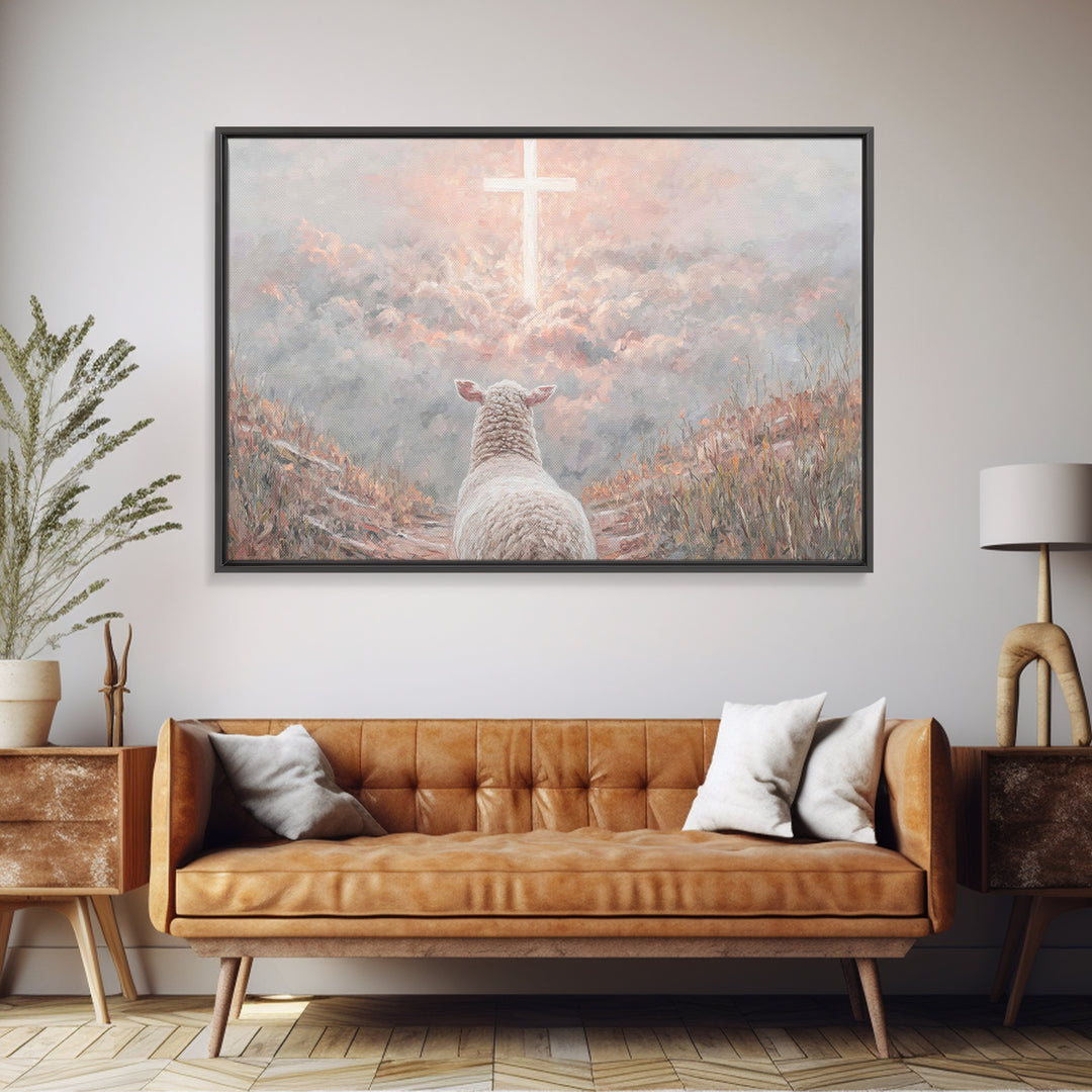 Heaven’s Guiding Cross – Framed Canvas Print – Christian Wall Art – Christian Art Canvas – Christian Christmas Art – Jesus Painting – Chris