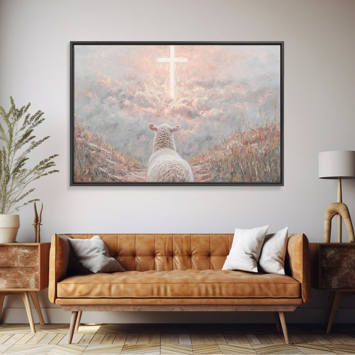 Heaven’s Guiding Cross – Framed Canvas Print – Christian Wall Art – Christian Art Canvas – Christian Christmas Art – Jesus Painting – Chris