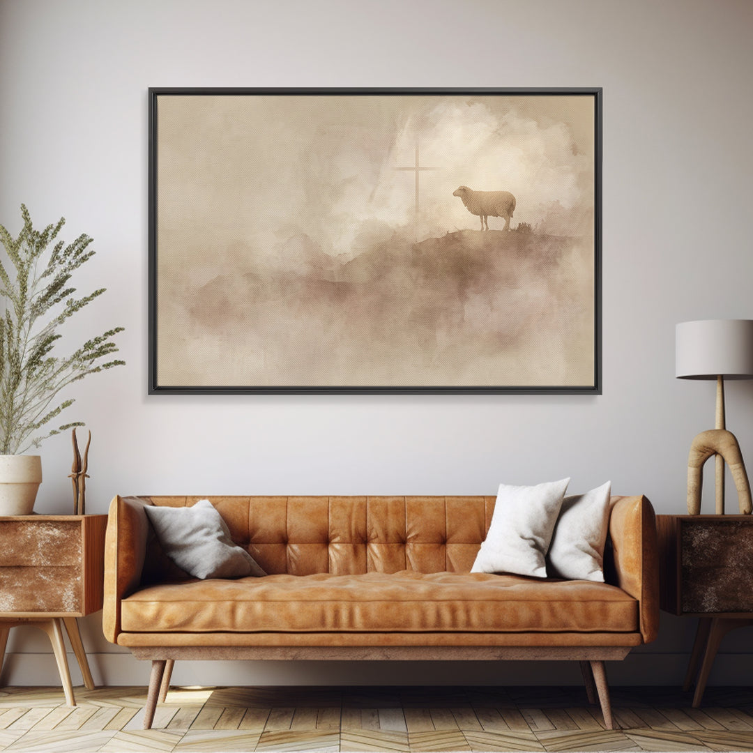 Lone Hill Faith | Framed Canvas Print | Christian Art Canvas | Christian Wall Art | Christian Christmas Art | Subtle Christian Art | Christ