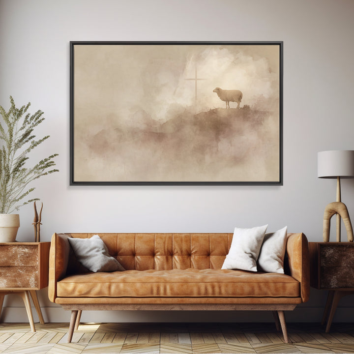 Lone Hill Faith | Framed Canvas Print | Christian Art Canvas | Christian Wall Art | Christian Christmas Art | Subtle Christian Art | Christ