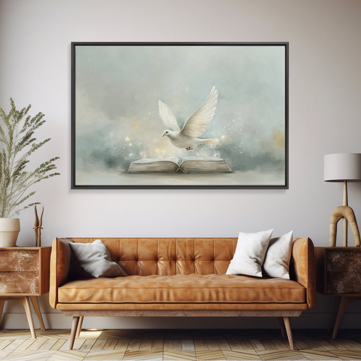 Dove Of Grace, Framed Canvas Print, Christian Art Canvas, Christian Wall Art, Christian Gift Ideas, Modern Christian Art, Christian Paintin