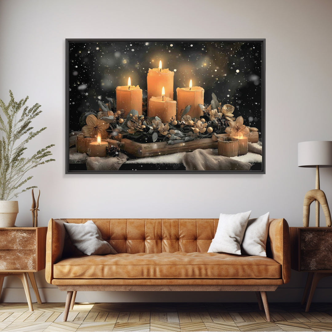 Winter Vigil | Framed Canvas Print | Christmas Wall Art | Christian Art Print | Moody Christmas Art | Christian Christmas Decor | Christian