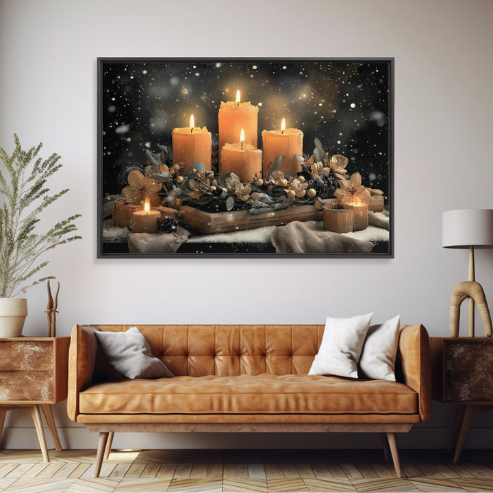 Winter Vigil | Framed Canvas Print | Christmas Wall Art | Christian Art Print | Moody Christmas Art | Christian Christmas Decor | Christian