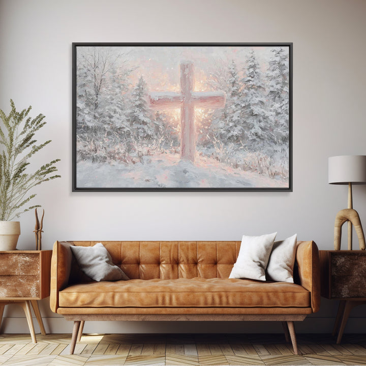 Snowlit Savior Light, Framed Canvas Print, Christian Art Canvas, Christian Christmas Art, Christian Wall Art, Christian Gift Ideas, Modern