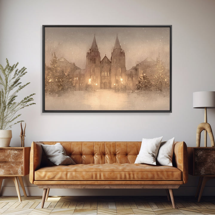 Cathedral Christmas Glow | Framed Canvas Print | Christmas Wall Art | Christian Christmas Art | Christian Art Canvas | Framed Christmas Art
