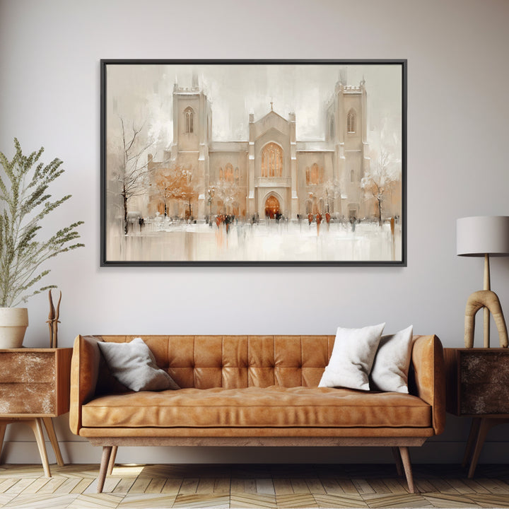 Snowlit Cathedral Eve – Framed Canvas Print – Christmas Wall Art – Christian Christmas Art – Christian Art Canvas – Framed Christmas Art –