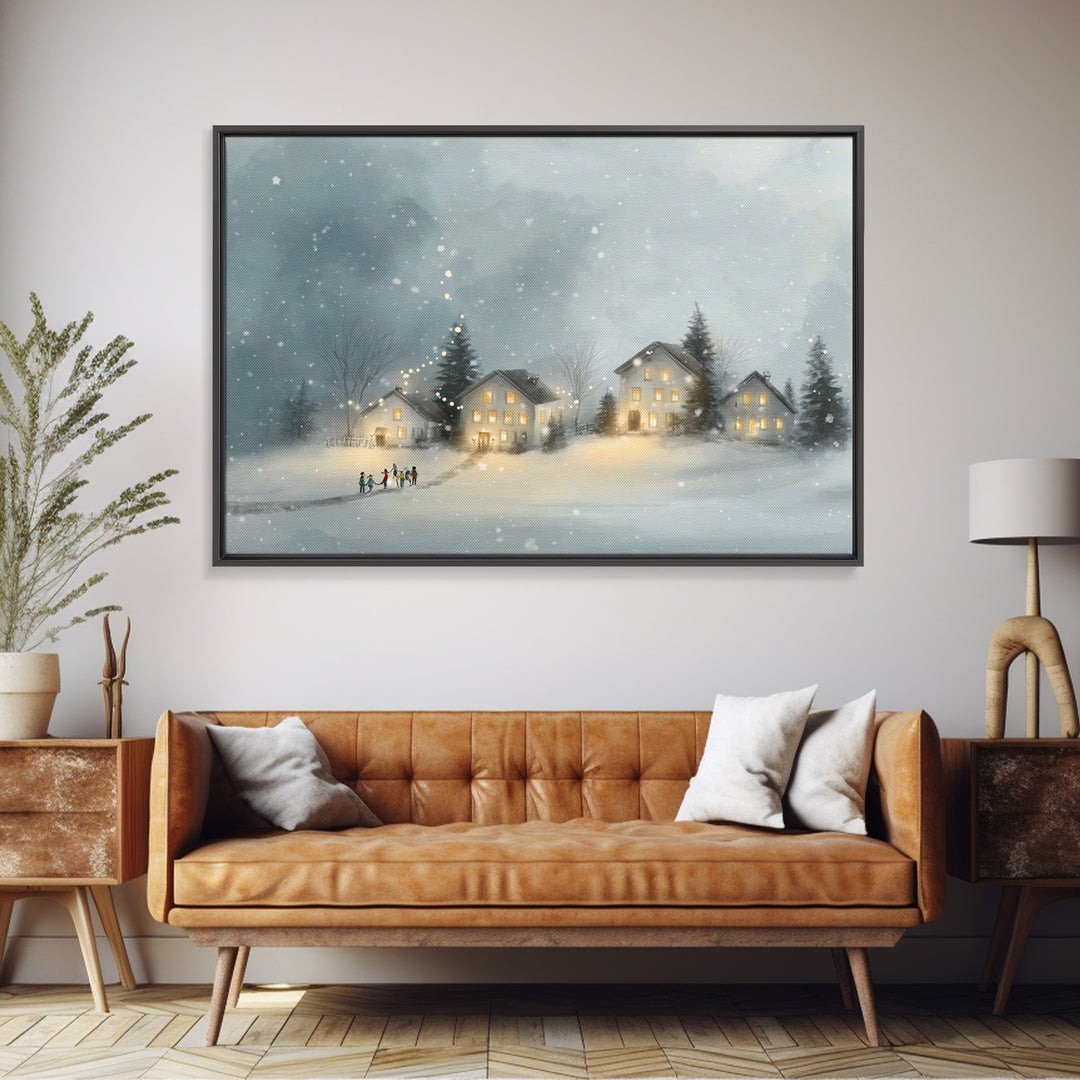 Winter Village Joy – Framed Canvas Print – Christmas Wall Art – Christian Christmas Art – Christmas Art Prints – Christian Decor – Framed C