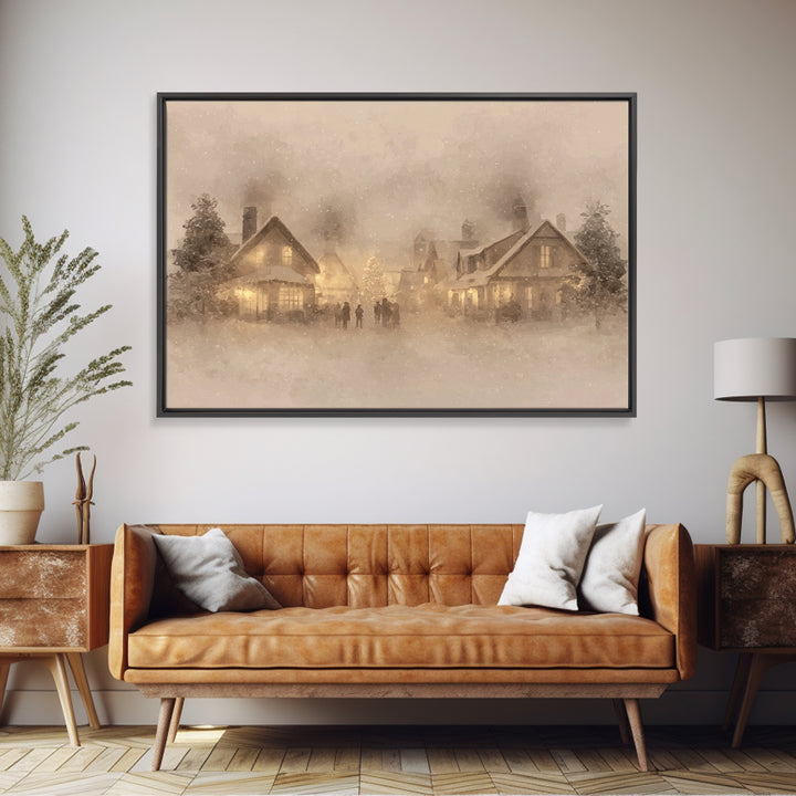 Village Noel Peace | Framed Canvas Print | Christmas Wall Art | Framed Christmas Art | Christian Christmas Art | Christmas Art Prints | Chr