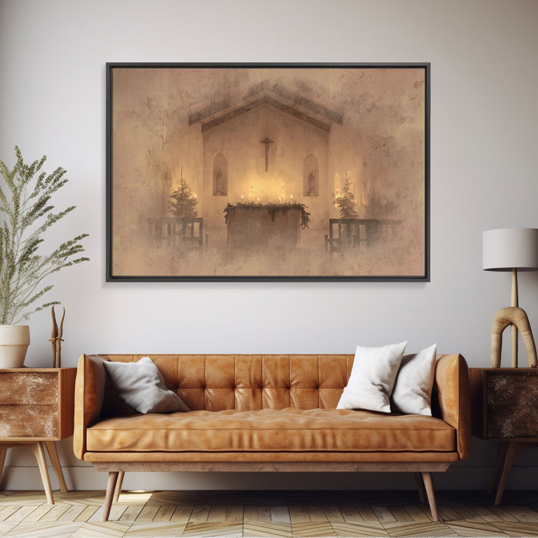 Sanctuary Peace | Framed Canvas Print | Christian Art | Christmas Art Framed | Christian Wall Art | Minimalist Christian Art | Christian De