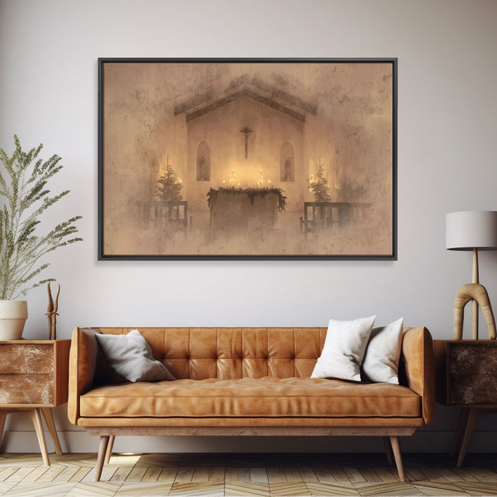 Sanctuary Peace | Framed Canvas Print | Christian Art | Christmas Art Framed | Christian Wall Art | Minimalist Christian Art | Christian De