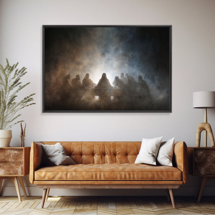 Heavenly Supper Light – Framed Canvas Print – Christian Wall Art – Jesus Painting – Christian Art Canvas – Christian Christmas Art