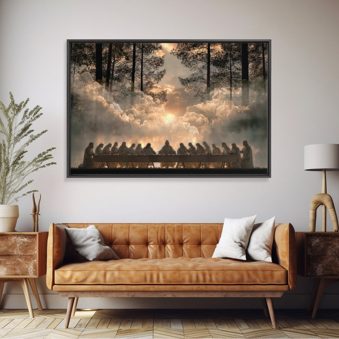 Divine Dawn Gathering, Framed Canvas Print, Christian Wall Art, Christian Art Canvas, Jesus Christmas Art, Christian Decor, Christian Gift