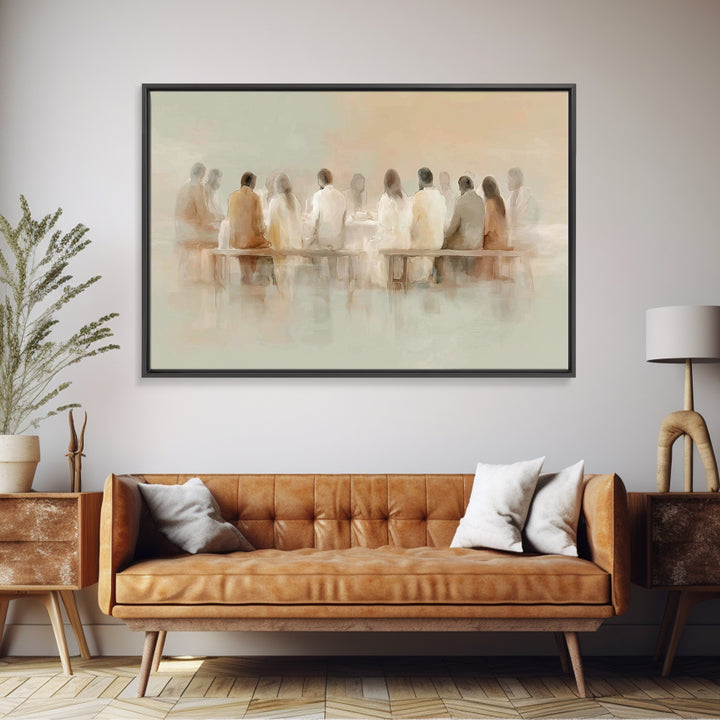 Holy Evening Communion, Framed Canvas Print, Christian Wall Art, Christian Art Canvas, Subtle Christian Art, Jesus Painting, Christian Chri