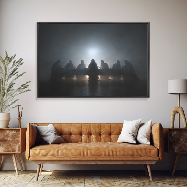 Clouded Supper Reverence – Framed Canvas Print – Christian Wall Art – Abstract Christian Art – Jesus Painting – Christian Art Canvas – Chri