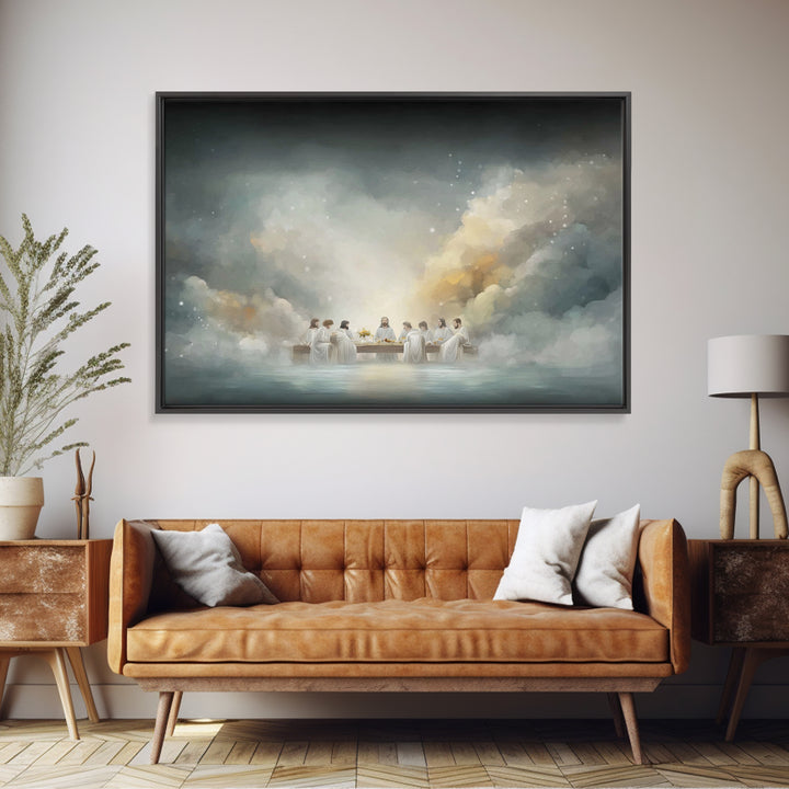 Midnight Chapel Supper, Framed Canvas Print, Christian Wall Art, Vintage Christian Art, Jesus Painting, Christian Art Canvas, Christian Chr
