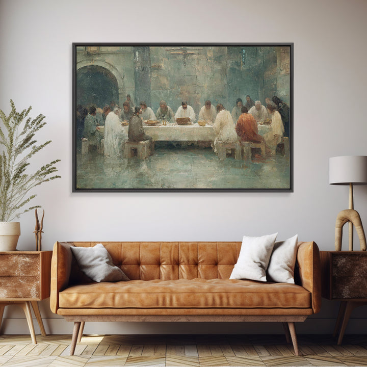 Starlit Holy Banquet | Framed Canvas Print | Christian Wall Art | Christian Art Canvas | Jesus Painting | Modern Christian Art | Christmas