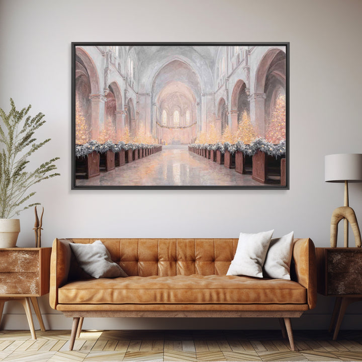 Candlelit Chapel | Framed Canvas Print | Christian Christmas Art | Framed Christian Art | Christmas Wall Art | Subtle Christian Paintings |