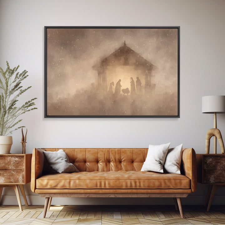Holy Manger Night | Framed Canvas Print | Christian Wall Art | Christian Christmas Art | Christmas Art | Christian Art Canvas | Jesus Chris