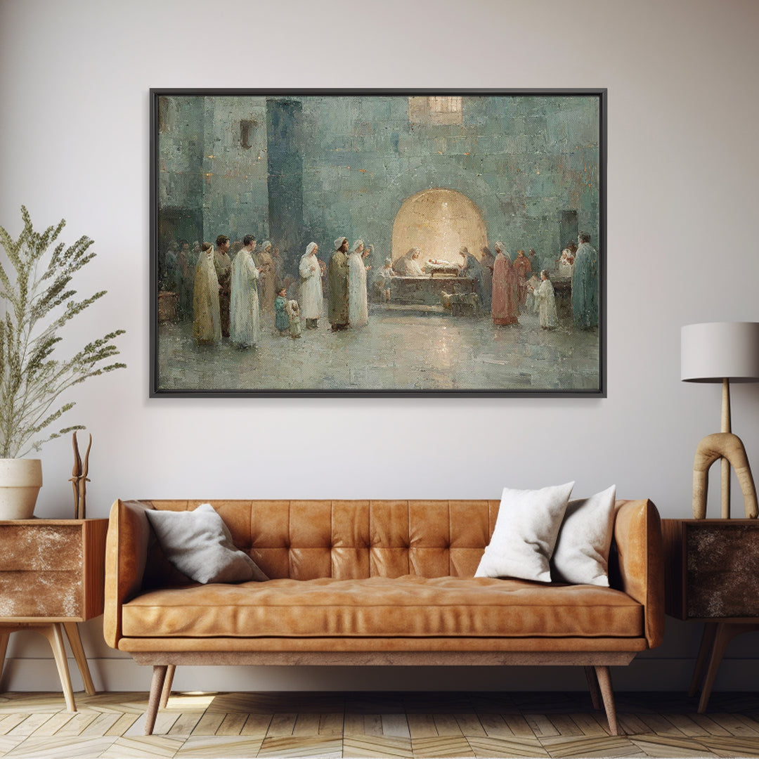 Bethlehem Gathering, Framed Canvas Print, Christian Wall Art, Christian Christmas Art, Christmas Art, Christian Art Canvas, Christian Decor