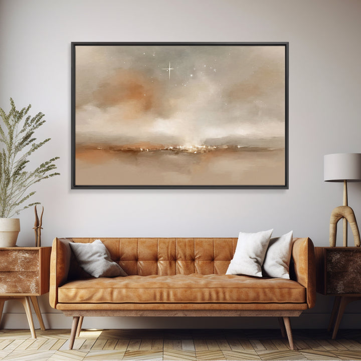 Silent Bethlehem Glow – Framed Canvas Print – Christmas Art – Christian Wall Art – Christian Christmas Art – Christian Art Canvas – Christm