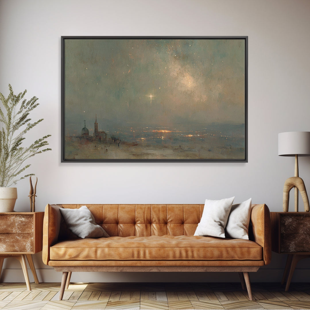 Horizon Star Promise, Framed Canvas Print, Christian Wall Art, Christian Art Canvas, Christmas Art, Christian Christmas Art, Subtle Christi