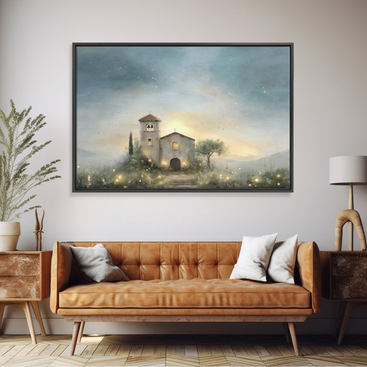 Pastoral Church Light – Framed Canvas Print – Christian Wall Art – Christian Art Canvas – Subtle Christian Art – Christian Decor – Christia