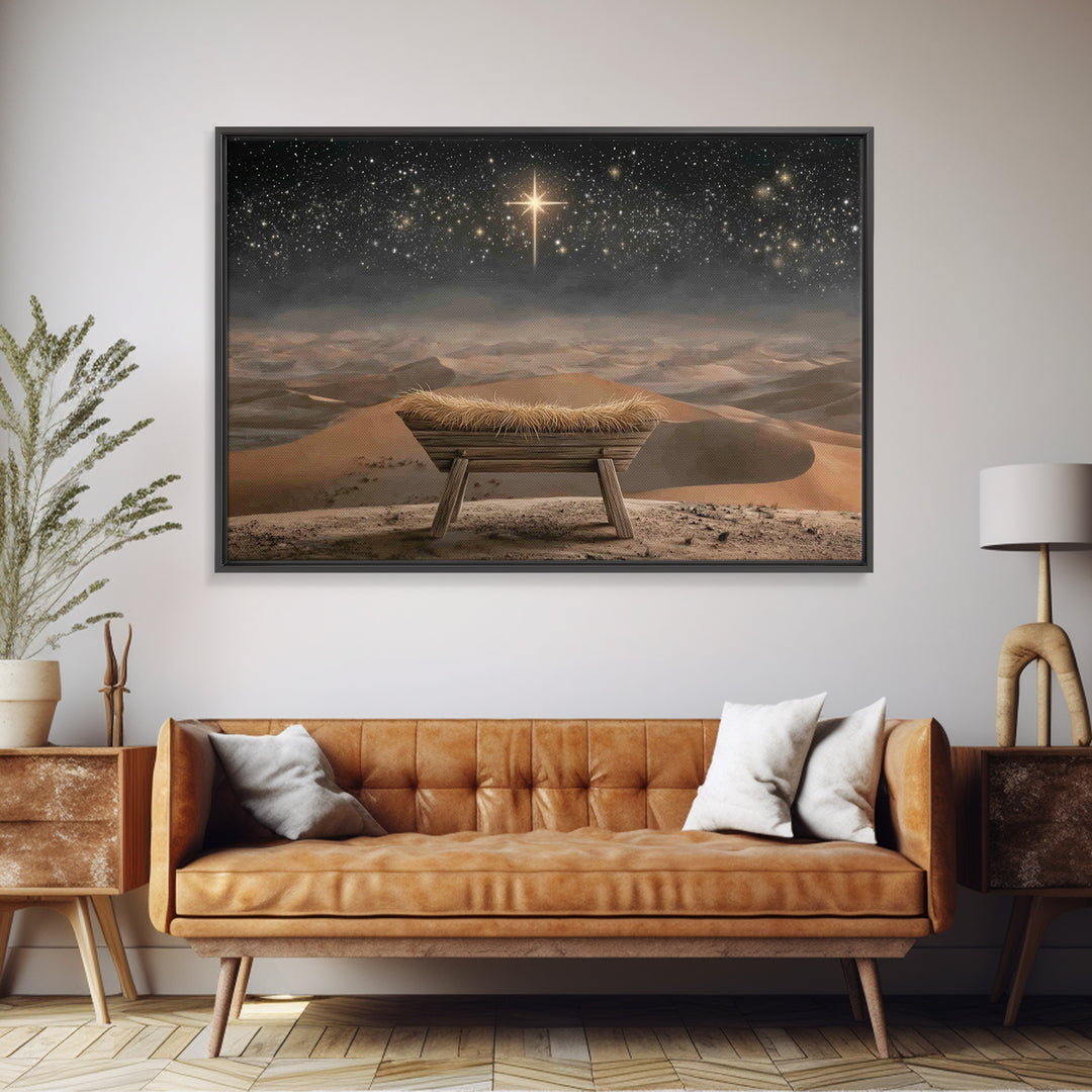 The Waiting Manger – Framed Canvas Print – Christian Wall Art – Christian Art Canvas – Christmas Art – Jesus Christmas Art – Christian Chri