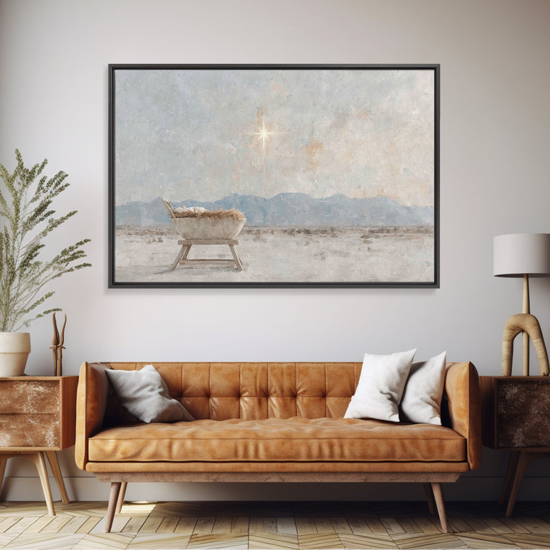Star Of The Manger – Framed Canvas Print – Christian Wall Art – Christian Art Canvas – Christmas Art – Jesus Christmas Art – Christian Chri