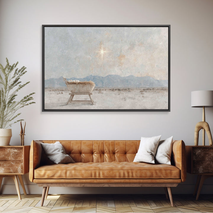 Star Of The Manger – Framed Canvas Print – Christian Wall Art – Christian Art Canvas – Christmas Art – Jesus Christmas Art – Christian Chri