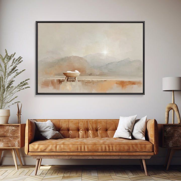 Holy Dawn Cradle, Framed Canvas Print, Christian Wall Art, Christian Art Canvas, Christmas Art, Christian Christmas Art, Christian Gift Ide