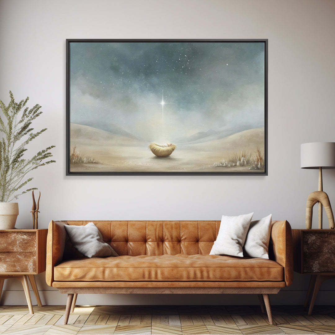 Infant Under Heaven | Framed Canvas Print | Christian Wall Art | Christian Art Canvas | Jesus Christmas Art | Christmas Art | Christian Chr